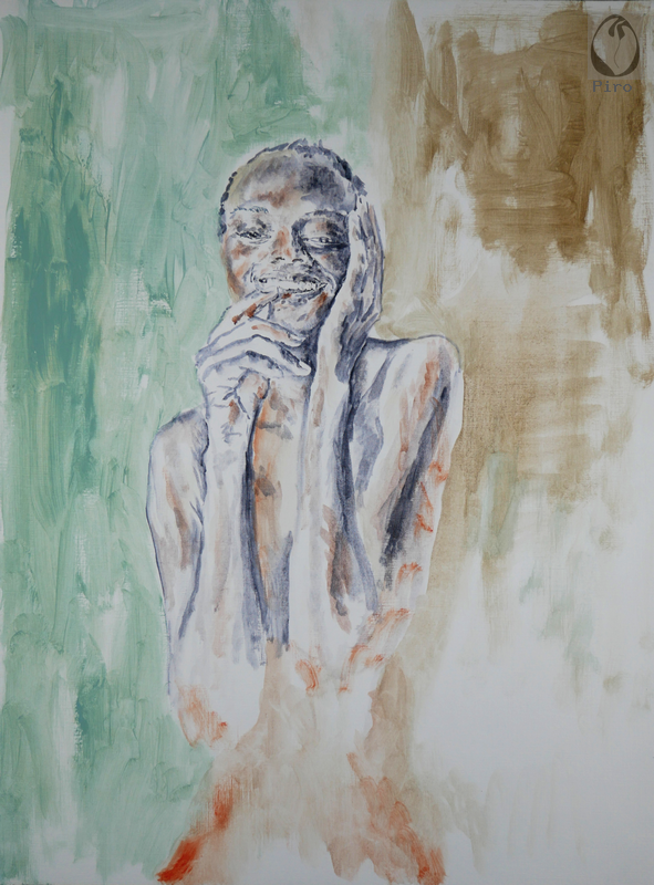 oil on paper - olio su carta di Piro